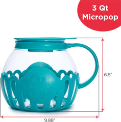 Ecolution Patented Micro-Pop Microwave Popcorn Popper with Temperature Safe Glass, 3-in-1